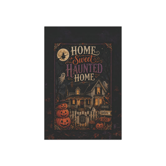 Halloween Garden Flag - "Home Sweet Haunted Home" Decorative House Banner