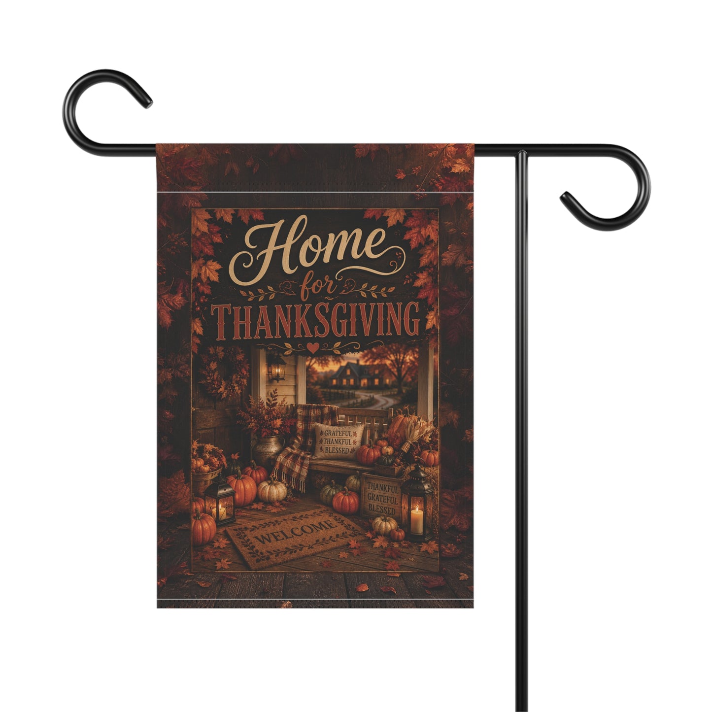 Thanksgiving Garden Flag — "Home for Thanksgiving" Fall Porch Banner