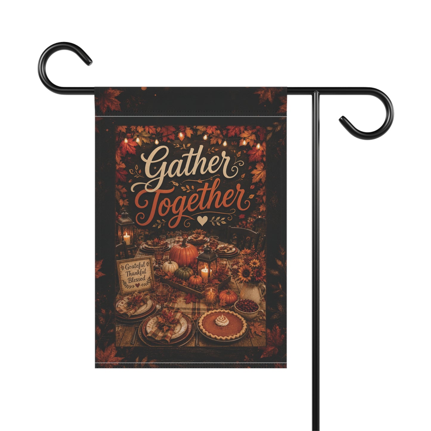 Gather Together Fall Garden Flag — Thanksgiving Pumpkin Harvest Banner