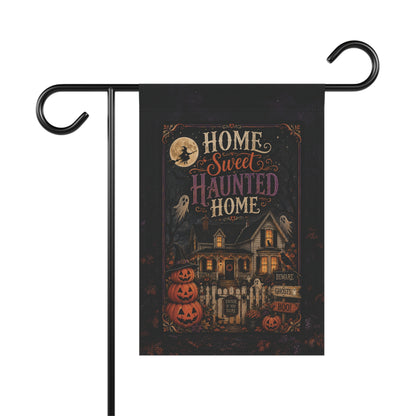 Halloween Garden Flag - "Home Sweet Haunted Home" Decorative House Banner