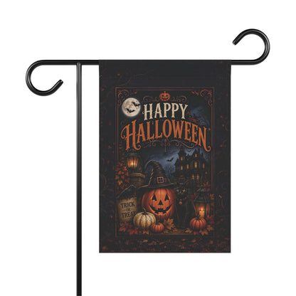 Happy Halloween Garden Flag - Spooky Pumpkin & Trick-or-Treat Yard Banner