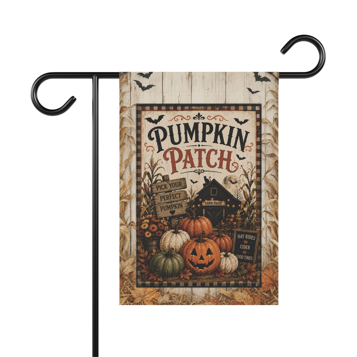 Pumpkin Patch Garden Flag - Rustic Fall Halloween Yard Banner