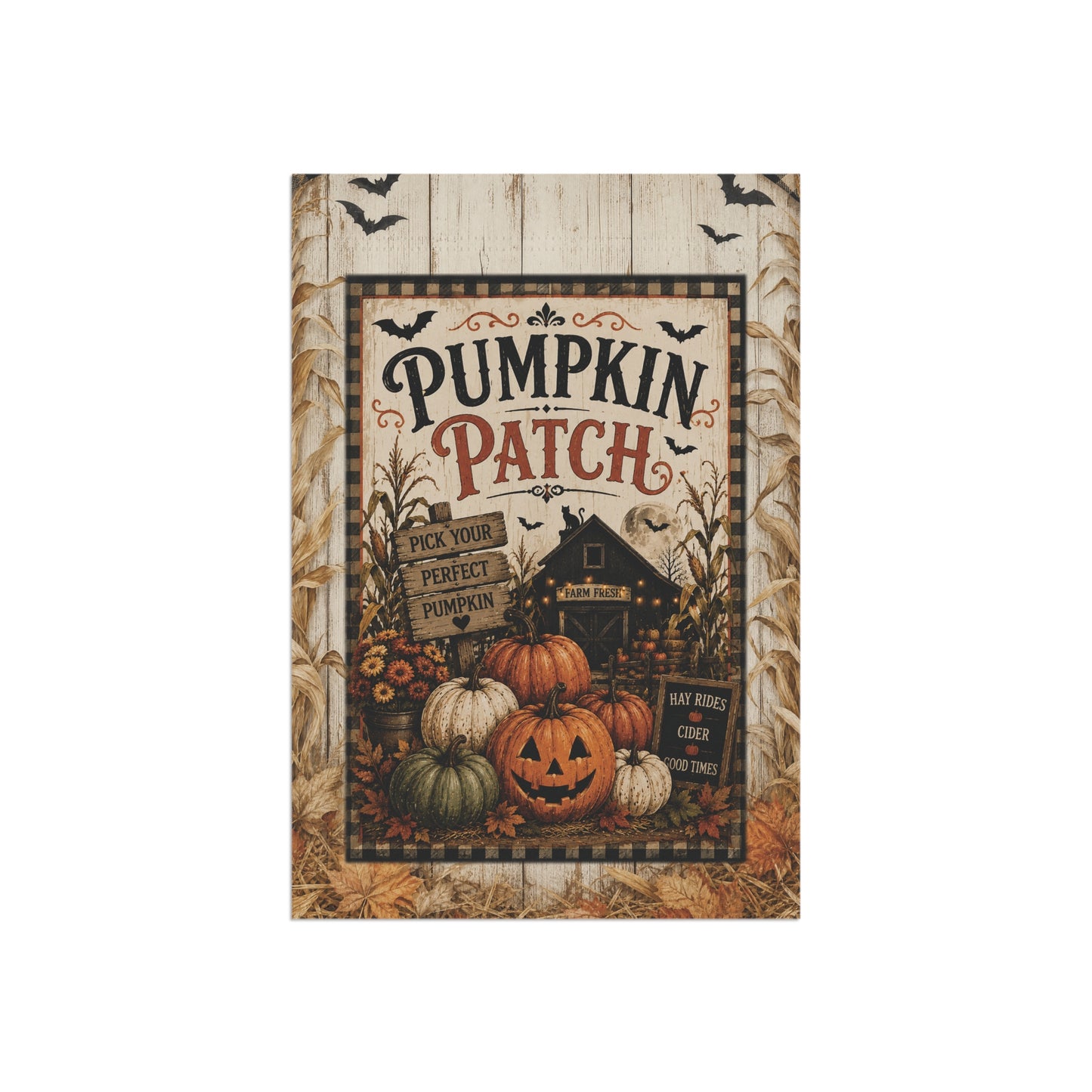 Pumpkin Patch Garden Flag - Rustic Fall Halloween Yard Banner