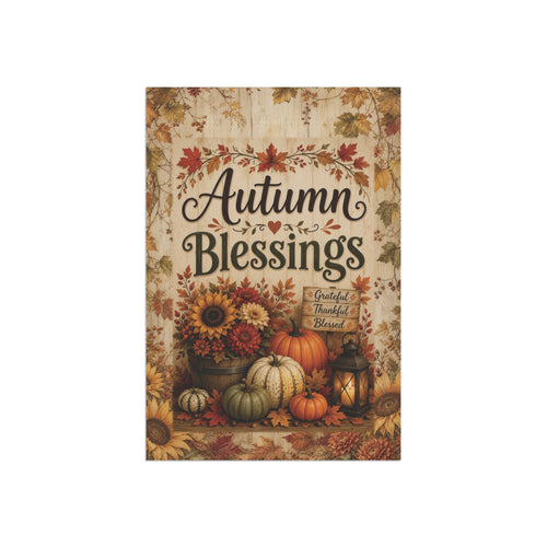 Autumn Blessings Garden Flag - Fall Pumpkin & Sunflower House Banner
