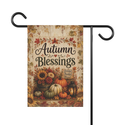 Autumn Blessings Garden Flag - Fall Pumpkin & Sunflower House Banner