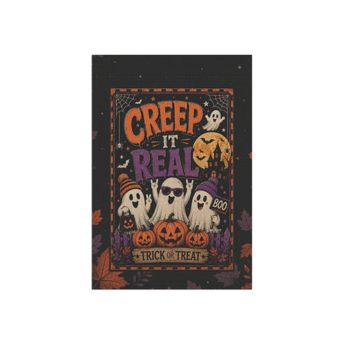 Halloween Garden Flag - "Creep It Real" Ghosts & Pumpkins Yard Banner