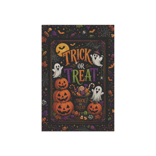 Halloween Trick or Treat Garden Flag – Ghosts & Jack-O'-Lantern Yard Banner