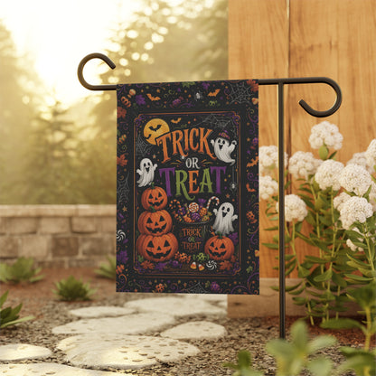 Halloween Trick or Treat Garden Flag – Ghosts & Jack-O'-Lantern Yard Banner