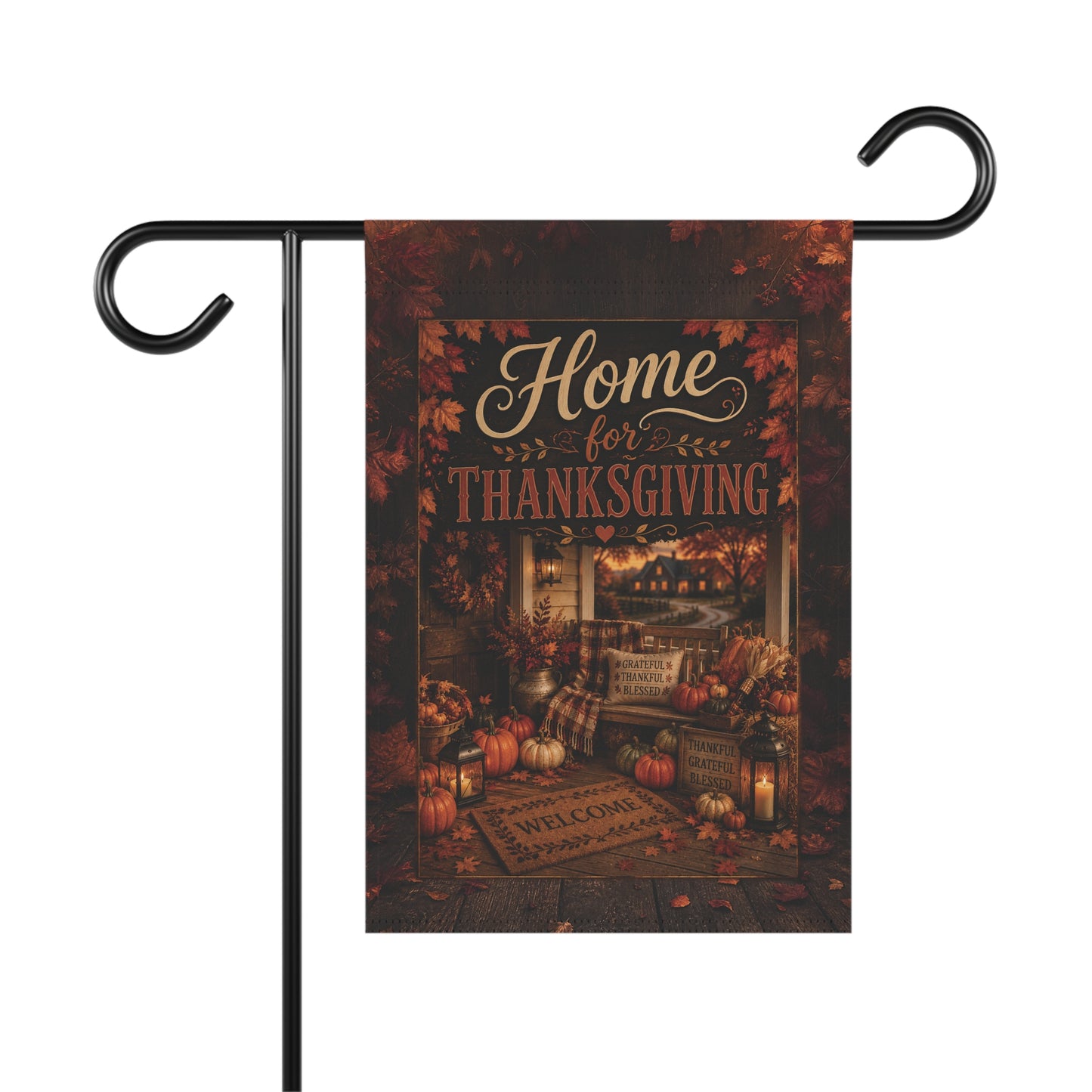 Thanksgiving Garden Flag — "Home for Thanksgiving" Fall Porch Banner