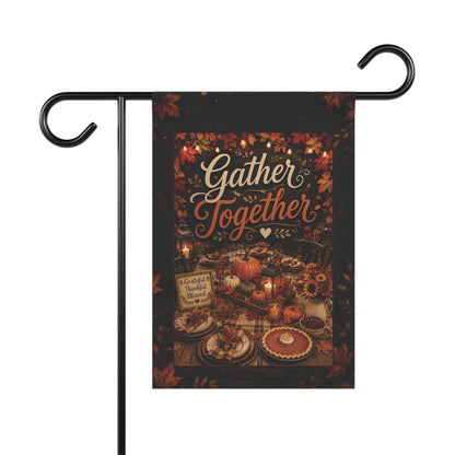 Gather Together Fall Garden Flag — Thanksgiving Pumpkin Harvest Banner