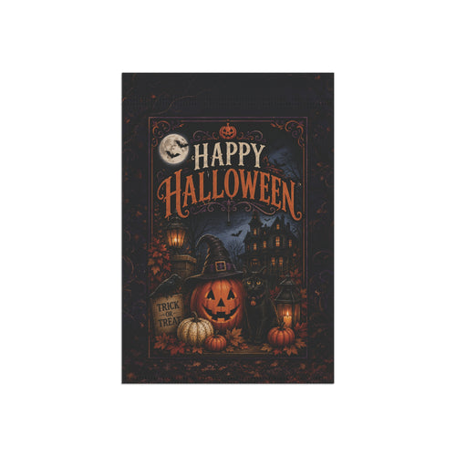 Happy Halloween Garden Flag - Spooky Pumpkin & Trick-or-Treat Yard Banner